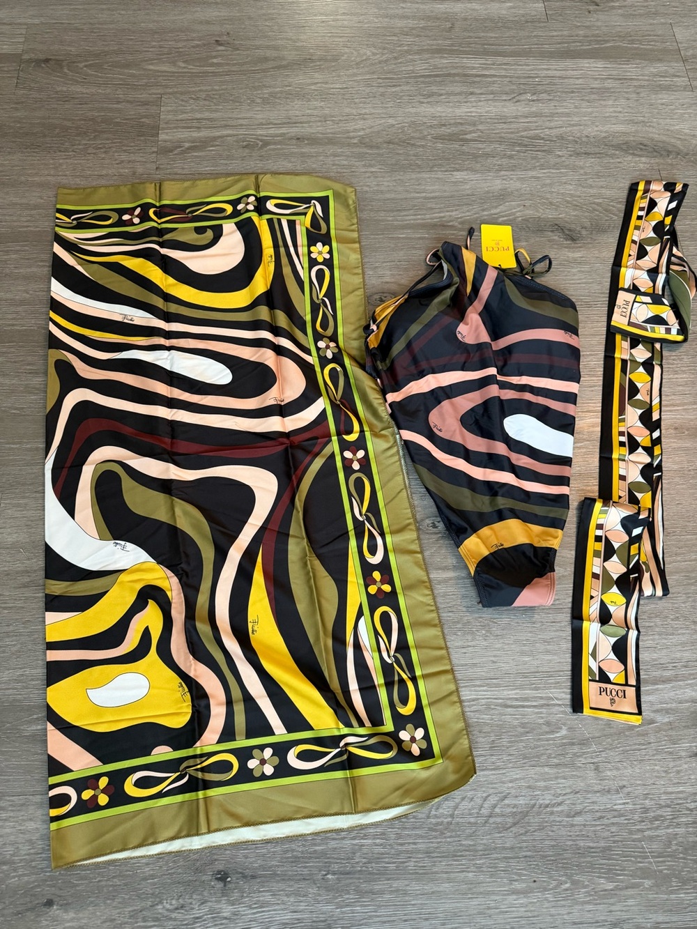 Silk Swim Cover-Up Set in Olive Multi pucci